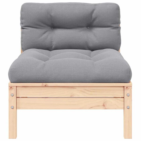 vidaXL Salon de jardin 3 pcs avec coussins gris Bois de pin solide