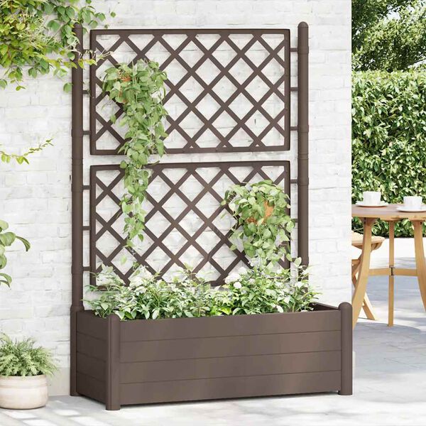 vidaXL Jardini&egrave;re avec treillis 100x43x142 cm PP Moka