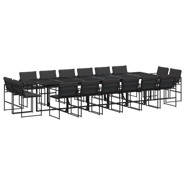 vidaXL Ensemble &agrave; manger de jardin avec coussins 17 pcs noir textil&egrave;ne