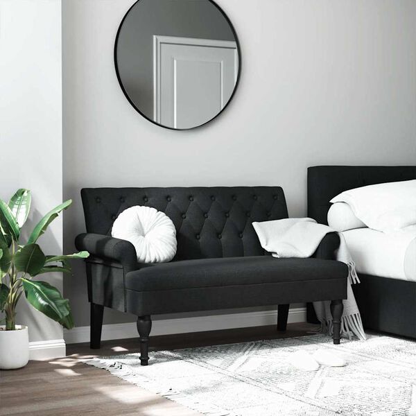vidaXL Banc avec dossier Noir 120x62x75,5 cm Tissu