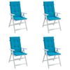 vidaXL Coussins de chaise de jardin &agrave; dossier haut lot de 4 bleu tissu