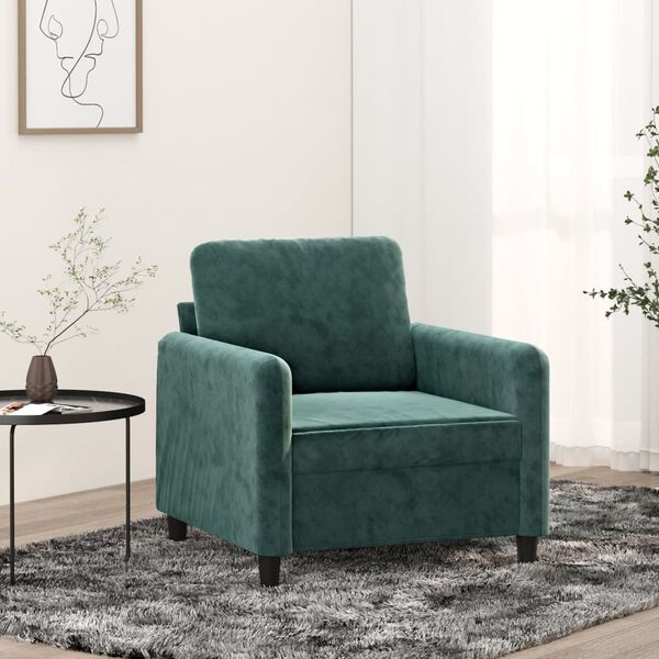 vidaXL Fauteuil Vert fonc&eacute; 60 cm Velours