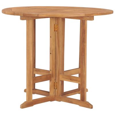 vidaXL Table à dîner pliable de jardin Ø90x75 cm Bois de teck solide