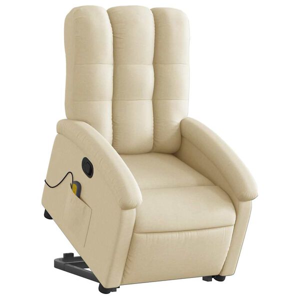 vidaXL Fauteuil inclinable de massage cr&egrave;me tissu