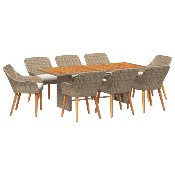 vidaXL Ensemble de salle à manger pour jardin 9 pcs Beige et marron