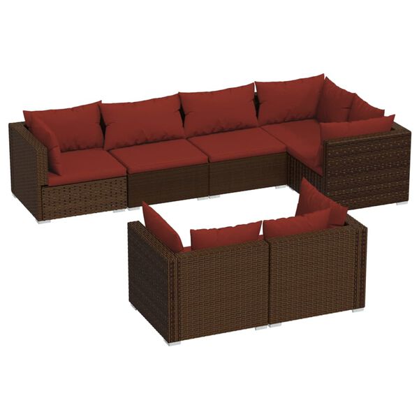 vidaXL Salon de jardin avec coussins 7 pcs marron r&eacute;sine tress&eacute;e