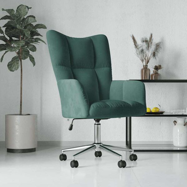 vidaXL Chaise de relaxation Vert foncé Velours