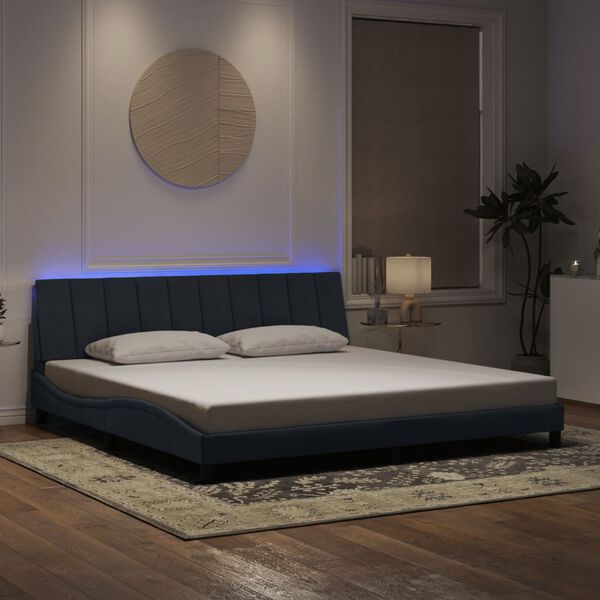 vidaXL Cadre de lit avec LED sans matelas Hanko gris fonc&eacute; 193x203 cm velours