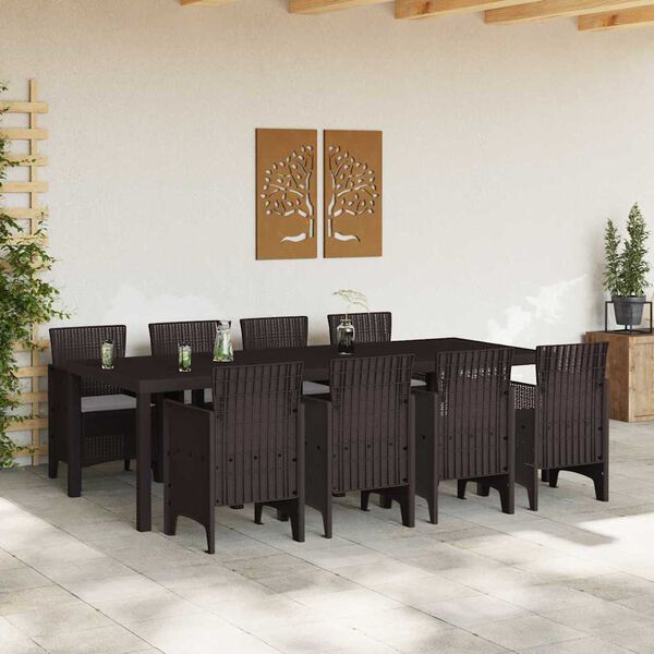 vidaXL Ensemble de salle à manger pour jardin 9 pcs Marron Rattan Polt