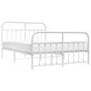 vidaXL Cadre de lit m&eacute;tal sans matelas et pied de lit blanc 135x190 cm