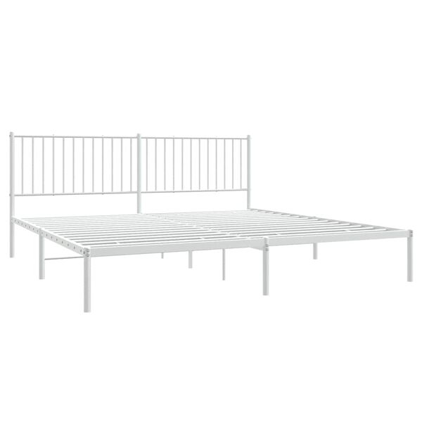 vidaXL Cadre de lit m&eacute;tal sans matelas et t&ecirc;te de lit blanc 193x203 cm