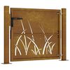 vidaXL Portail de jardin 100x100 cm en acier Corten avec motif gazon
