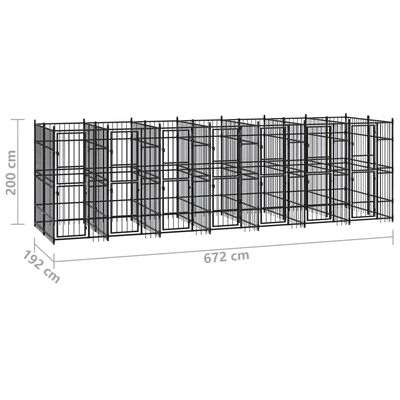 vidaXL Chenil d'extérieur pour chiens Acier 12,9 m²