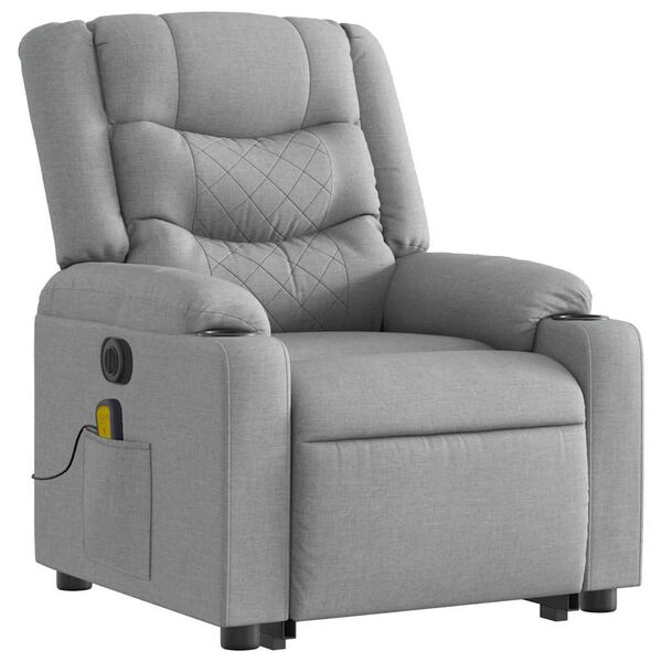 vidaXL Fauteuil inclinable de massage &eacute;lectrique gris clair tissu