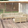 vidaXL Salon de jardin 8 pcs avec coussins cr&egrave;me Bois de pin massif