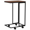 vidaXL Table d'appoint avec roues Noir 40x30x63,5 cm Bois d'ing&eacute;nierie