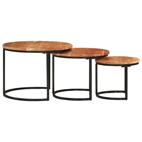 vidaXL Tables gigognes 3 pcs bois massif d'acacia