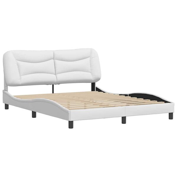 vidaXL Cadre de lit sans matelas Hvar blanc 152x203 cm similicuir