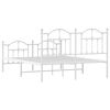 vidaXL Cadre de lit métal sans matelas et pied de lit blanc 135x190 cm