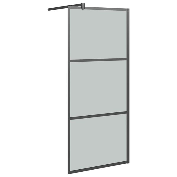 vidaXL Paroi de douche avec étagère Noir 80x195 cm Verre ESG&Aluminium