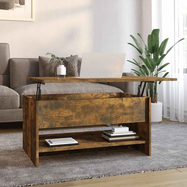 vidaXL Table basse Ch&ecirc;ne fum&eacute; 80x50x40 cm Bois d'ing&eacute;nierie