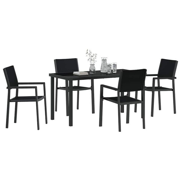 vidaXL Ensemble de salle &agrave; manger pour jardin 5 pcs Noir