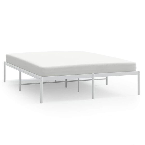 vidaXL Cadre de lit m&eacute;tal sans matelas blanc 150x200 cm