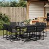 vidaXL Ensemble &agrave; manger de jardin avec coussins 9 pcs noir textil&egrave;ne