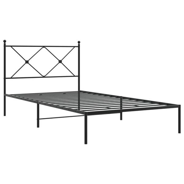 vidaXL Cadre de lit m&eacute;tal sans matelas avec t&ecirc;te de lit noir 100x200cm