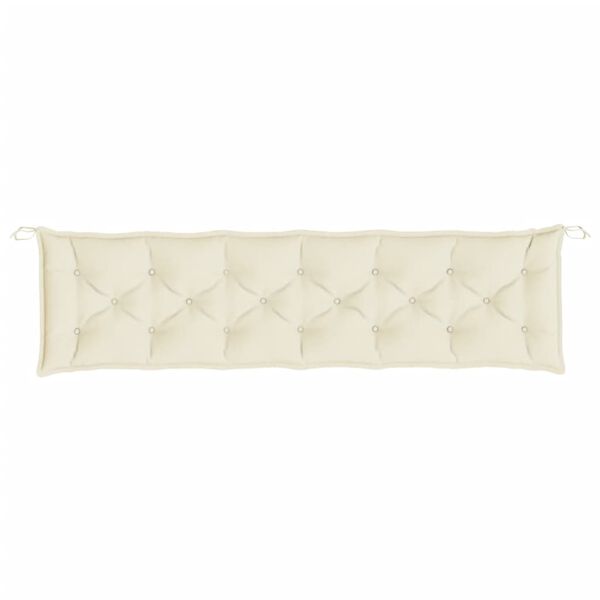 vidaXL Coussin de banc de jardin blanc cr&egrave;me 200x50x7 cm tissu oxford