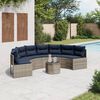 vidaXL Canap&eacute; de jardin et table et coussins demi-rond gris poly rotin