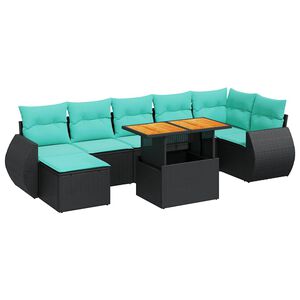vidaXL Salon de jardin 8 pcs avec coussins noir r&eacute;sine tress&eacute;e