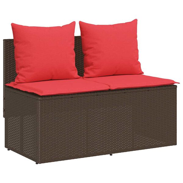 vidaXL Ensemble &agrave; manger de jardin 3 pcs et coussins marron poly rotin