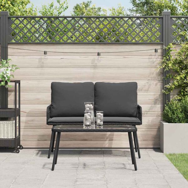 vidaXL Ensemble de salle &agrave; manger pour jardin 2 pcs Noir polyrotin