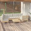 vidaXL Salon de jardin 7 pcs avec coussins cr&egrave;me bois de pin