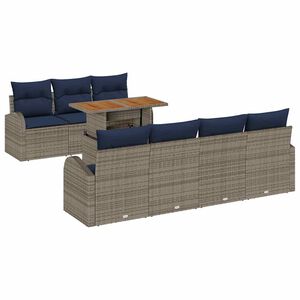 vidaXL Ensemble de canap&eacute; de jardin 8 pcs gris et bleu marine