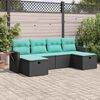 vidaXL Salon de jardin 6 pcs avec coussins noir r&eacute;sine tress&eacute;e