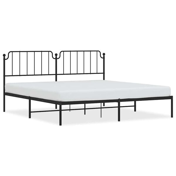 vidaXL Cadre de lit m&eacute;tal sans matelas avec t&ecirc;te de lit noir 193x203cm