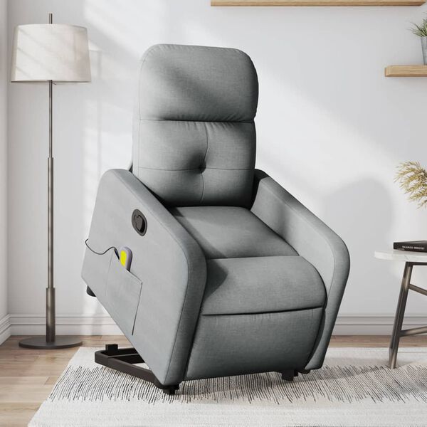 vidaXL Fauteuil inclinable de massage gris clair tissu