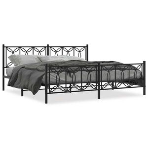 vidaXL Cadre de lit m&eacute;tal sans matelas avec pied de lit noir 193x203cm