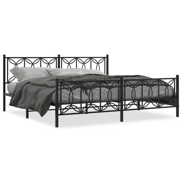 vidaXL Cadre de lit m&eacute;tal sans matelas avec pied de lit noir 193x203cm