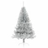 vidaXL Demi sapin de No&euml;l artificiel avec support argent&eacute; 120 cm PET