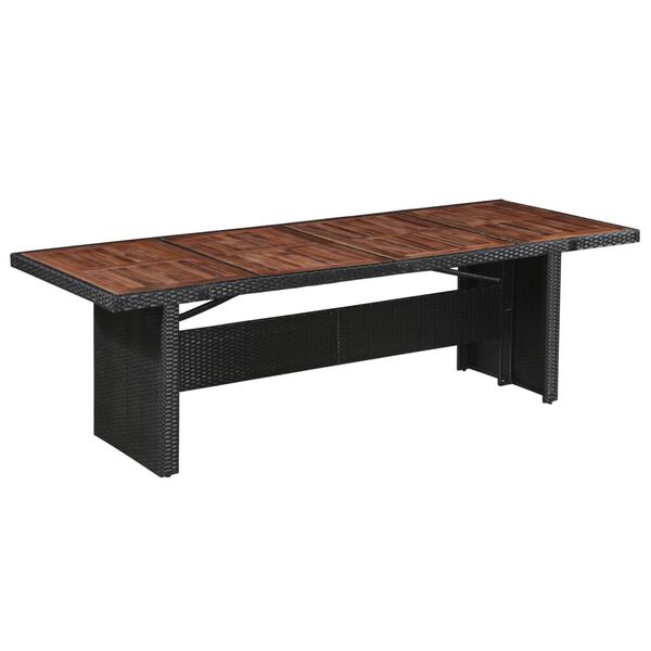 vidaXL Table de jardin 240x90x74 cm R&eacute;sine tress&eacute;e et bois d'acacia