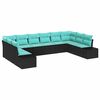 vidaXL Ensemble de canap&eacute; de jardin 10 pcs Noir et turquoise Polyrotin