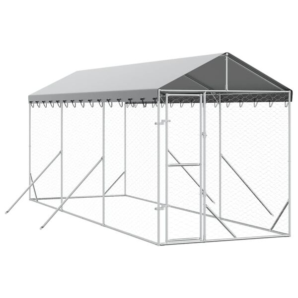 vidaXL Chenil d'ext&eacute;rieur pour chiens avec toit argent&eacute; 2x6x2,5 m