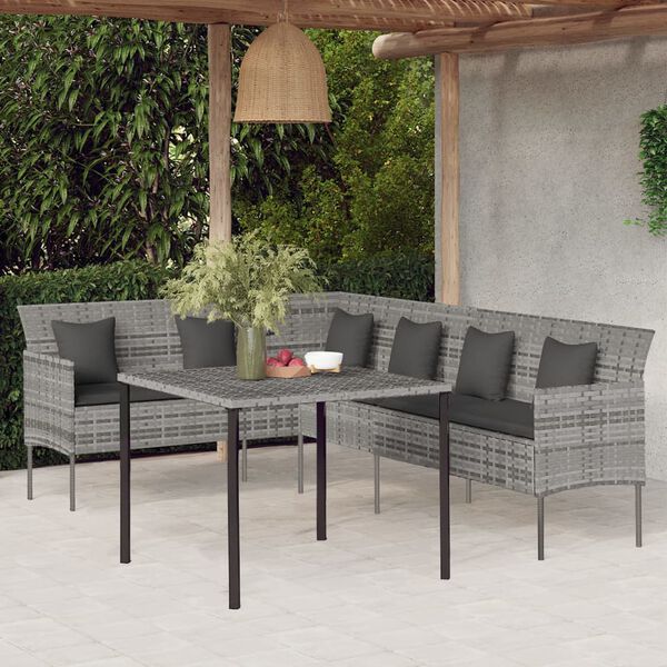 vidaXL Ensemble &agrave; manger de jardin et coussins 2 pcs gris rotin