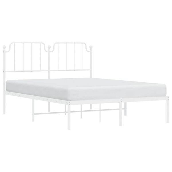 vidaXL Cadre de lit métal sans matelas et tête de lit blanc 135x190 cm