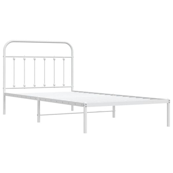 vidaXL Cadre de lit m&eacute;tal sans matelas et t&ecirc;te de lit blanc 100x200 cm