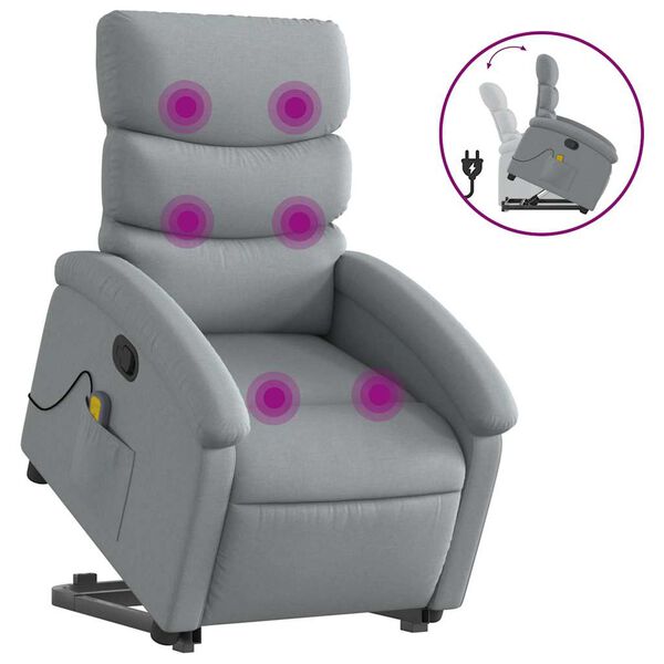 vidaXL Fauteuil inclinable de massage gris clair tissu