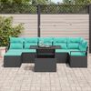 vidaXL Ensemble de canap&eacute; de jardin 8 pcs Noir et Bleu polyrotin